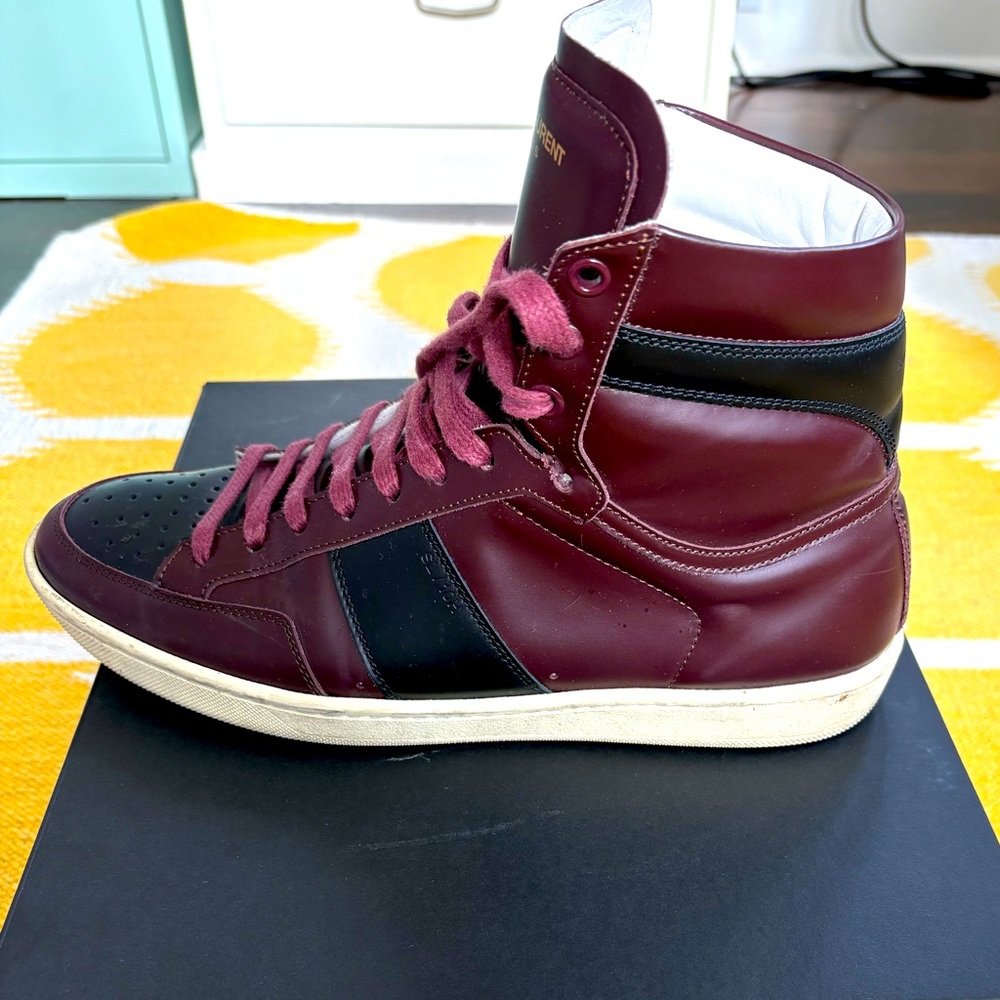 Saint Laurent SL10H black/maroon high top sneakers size 40 US7
